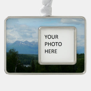 Alaskan Mountain Range Panoramic Photography Silver Plated Framed Ornament