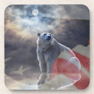 Alaskan Polar Bear American Flag Coaster