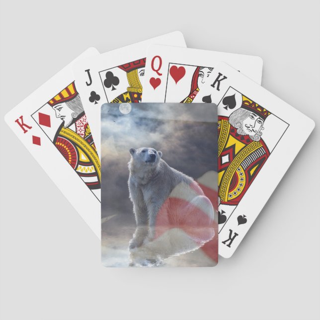 Alaskan Polar Bear American Flag Playing Cards (Back)