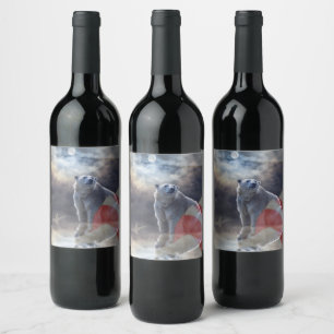 Alaskan Polar Bear American Flag Wine Label