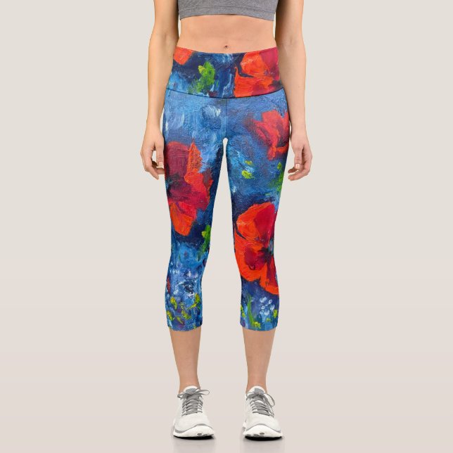 Alaskan Poppies Capri Leggings (Front)