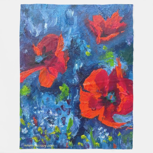Alaskan Poppies fleece blanket (Front)