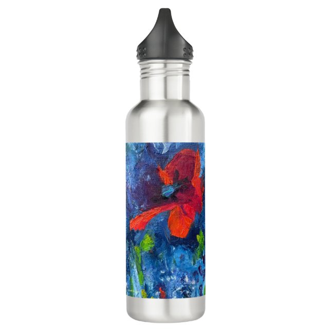 Alaskan Poppies Stainless Steel Water Bottle (Left)