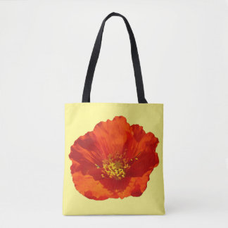 Alaskan Red Poppy Colorful Flower Tote Bag