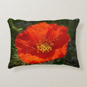 Alaskan Red Poppy Colourful Flower Decorative Cushion