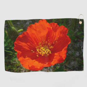 Alaskan Red Poppy Colourful Flower Golf Towel