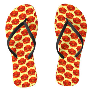 Alaskan Red Poppy Colourful Flower Jandals