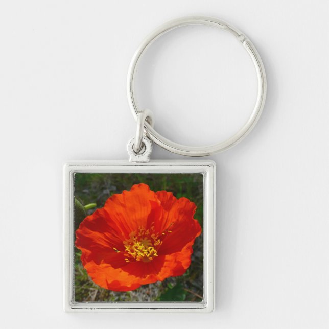 Alaskan Red Poppy Colourful Flower Key Ring (Front)