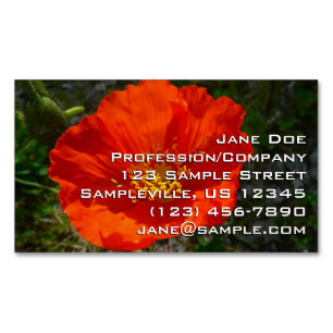 Alaskan Red Poppy Colourful Flower Magnetic Business Card