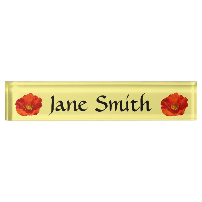 Alaskan Red Poppy Colourful Flower Nameplate (Front)