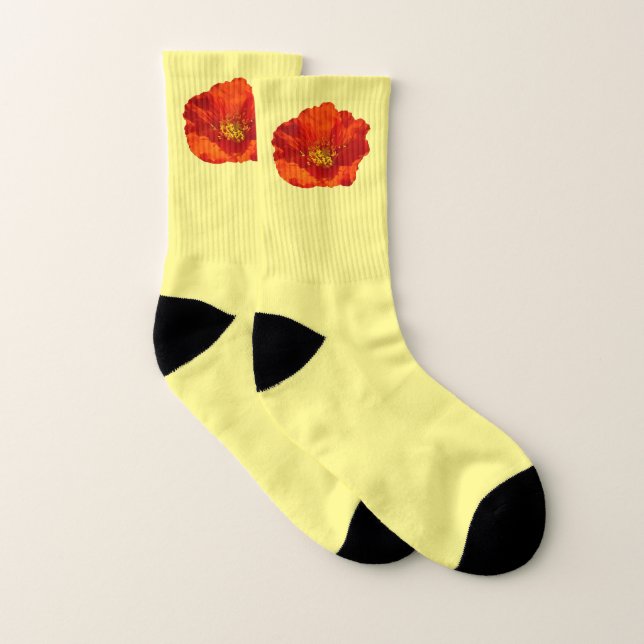 Alaskan Red Poppy Colourful Flower Socks (Pair)