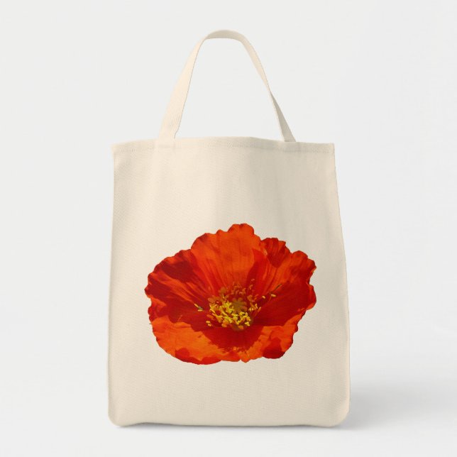 Alaskan Red Poppy Colourful Flower Tote Bag (Front)