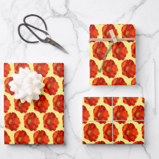 Alaskan Red Poppy Colourful Flower Wrapping Paper Sheet