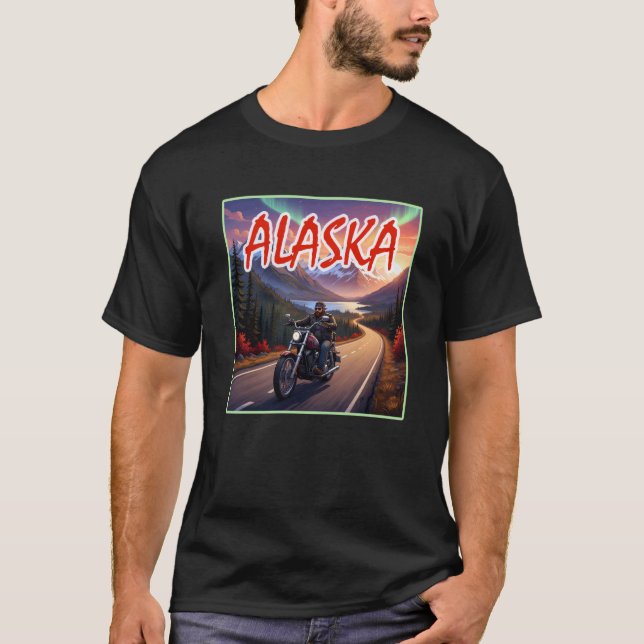 Alaskan Road Trip Biker T-Shirt (Front)