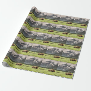 Alaskan shores, grizzly bear wrapping paper