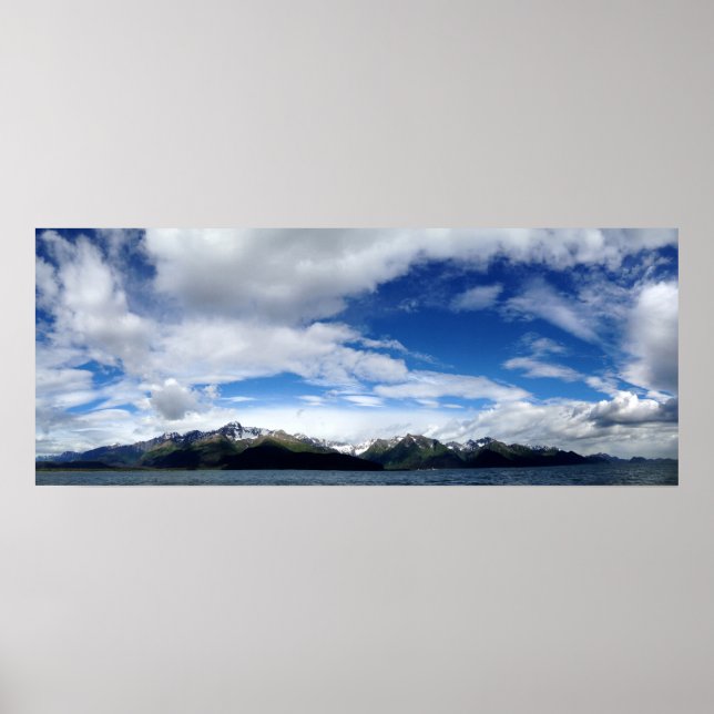Alaskan Sky, Mountains, and Ocean Panorama Poster (Front)