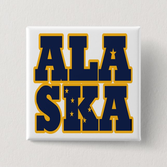 Alaskan State flag text 15 Cm Square Badge (Front)