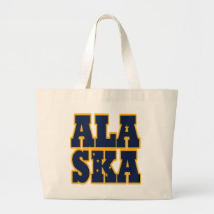 Alaskan State flag text Large Tote Bag