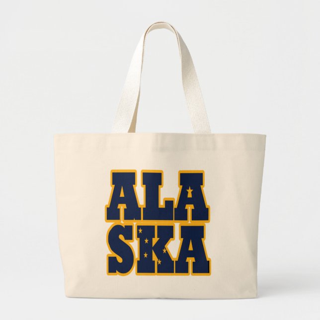 Alaskan State flag text Large Tote Bag (Front)