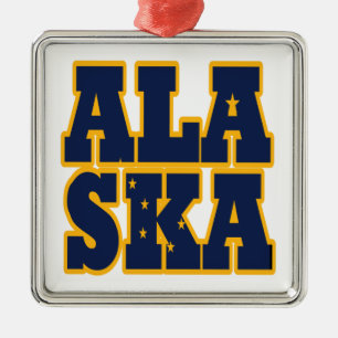Alaskan State flag text Metal Tree Decoration