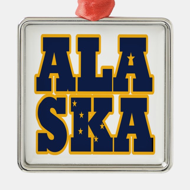 Alaskan State flag text Metal Tree Decoration (Front)