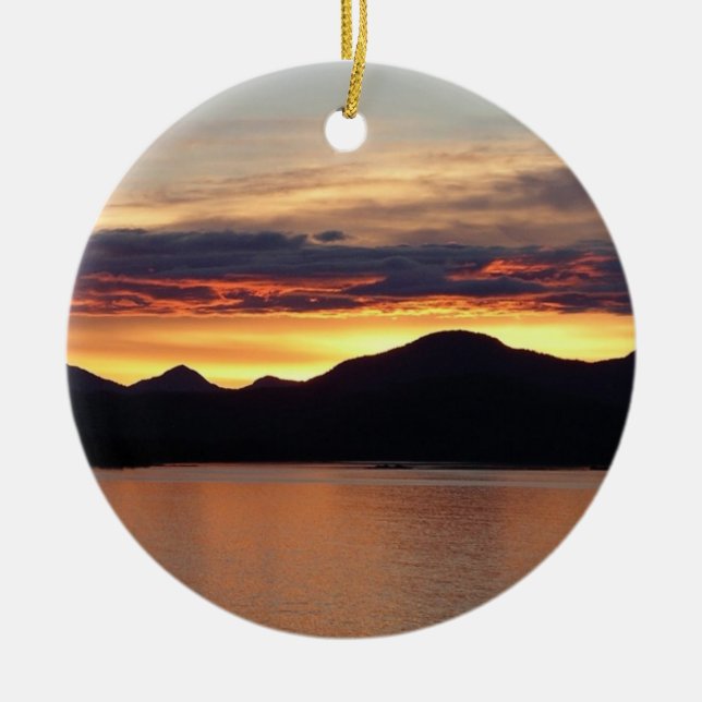 Alaskan Sunset I Beautiful Alaska Photography Ceramic Tree Decoration (Front)
