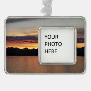 Alaskan Sunset I Beautiful Alaska Photography Silver Plated Framed Ornament