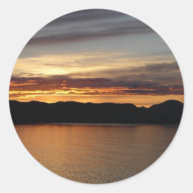 Alaskan Sunset II Beautiful Alaska Photography Classic Round Sticker (Front)