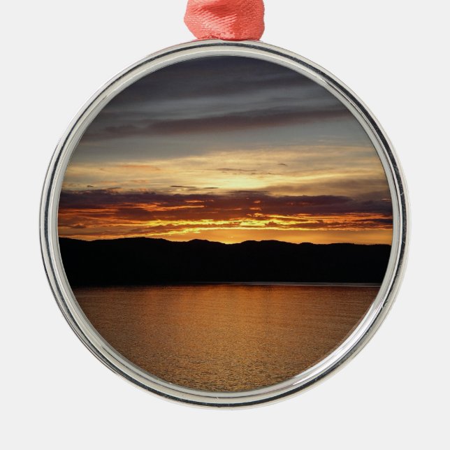 Alaskan Sunset II Beautiful Alaska Photography Metal Tree Decoration (Front)