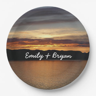 Alaskan Sunset II Beautiful Alaska Photography Paper Plate