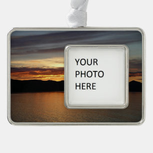 Alaskan Sunset II Beautiful Alaska Photography Silver Plated Framed Ornament