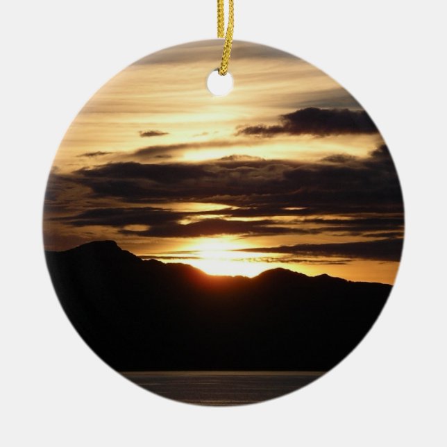 Alaskan Sunset III Beautiful Alaska Photography Ceramic Tree Decoration (Front)