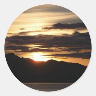 Alaskan Sunset III Beautiful Alaska Photography Classic Round Sticker