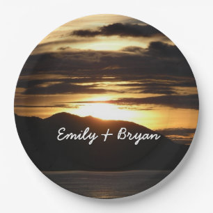 Alaskan Sunset III Beautiful Alaska Photography Paper Plate