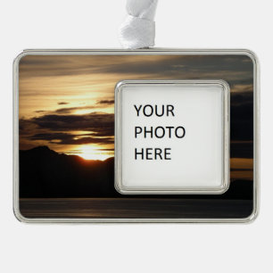 Alaskan Sunset III Beautiful Alaska Photography Silver Plated Framed Ornament
