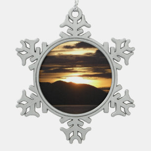 Alaskan Sunset III Beautiful Alaska Photography Snowflake Pewter Christmas Ornament