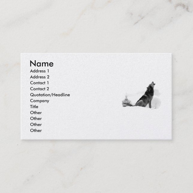 Alaskan Timber Wolf Business Card (Front)