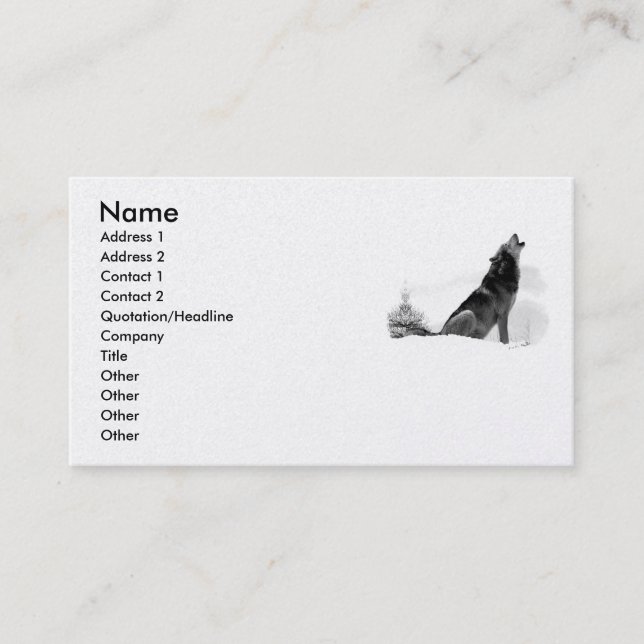 Alaskan Timber Wolf Business Card (Front)