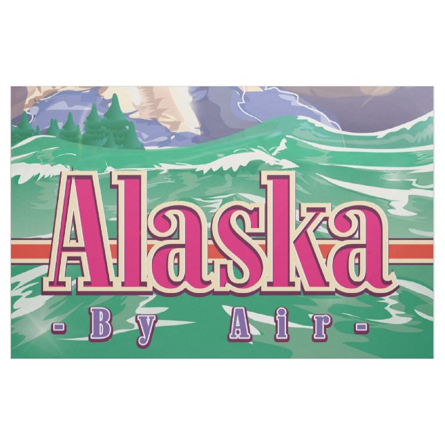 Alaskan vintage travel poster. fabric (Yard)