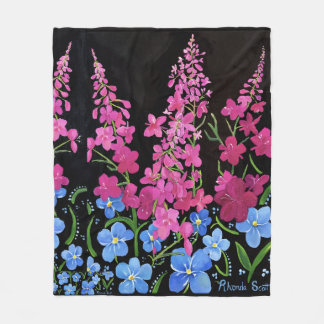 Alaskan wildflowers fleece blanket