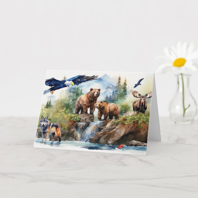 Alaskan Wildlife Collage Card (Small Plant)