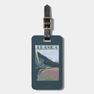 AlaskaRailroad and Fireweed Vintage Travel Luggage Tag