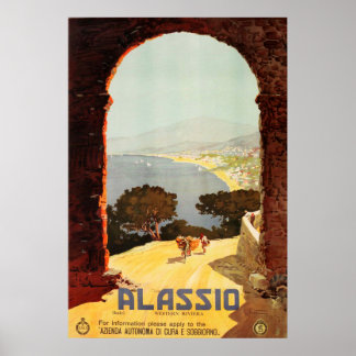 Alassio, Western Riviera italy Vintage Travel Poster