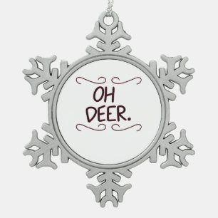 Alastor Oh Deer Creative Art Design Snowflake Pewter Christmas Ornament