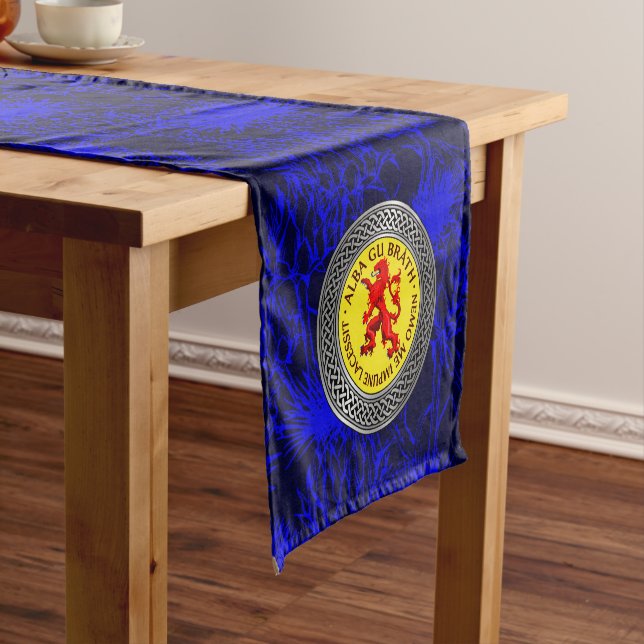 Alba Gu Brath Lion Rampant Knot Short Table Runner (In Situ)