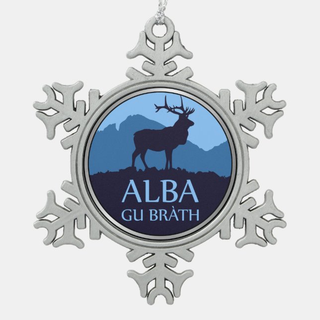 Alba Gu Brath Snowflake Pewter Christmas Ornament (Front)
