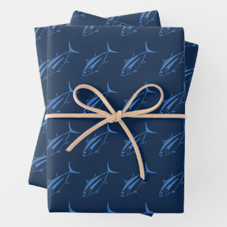 Albacore Tuna in Aegean on Marine Blue in Large Wrapping Paper Sheet