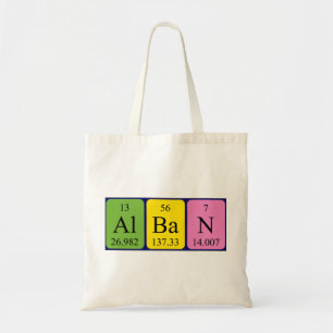 Alban periodic table name tote bag