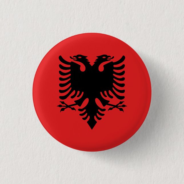 Albania (Albanian) Flag 3 Cm Round Badge (Front)