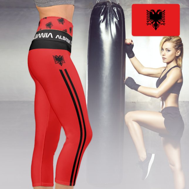 Albania & Albanian Flag fashion, Fitness, Sports   Capri Leggings (Creator Uploaded)